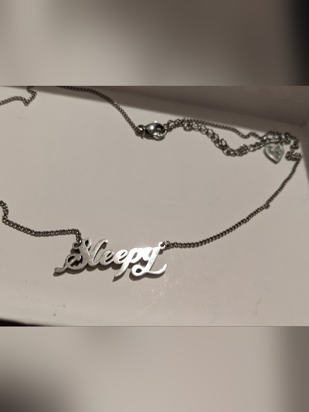 iGirl Sleepy Nameplate Silvertone Necklace